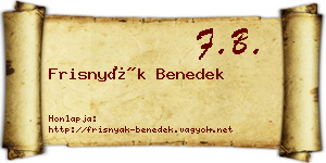 Frisnyák Benedek névjegykártya